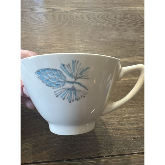 Vintage Set Of 3 MARCREST Blue Spruce Cup Teacup Coffee Atomic 1950s USA - Picture 3 of 4